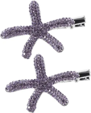2pcs Rhinestone Sea Star Hairpins for Cute Beach Wedding Party Accessories Durable Non Slip Design Whimsical Purple Style
