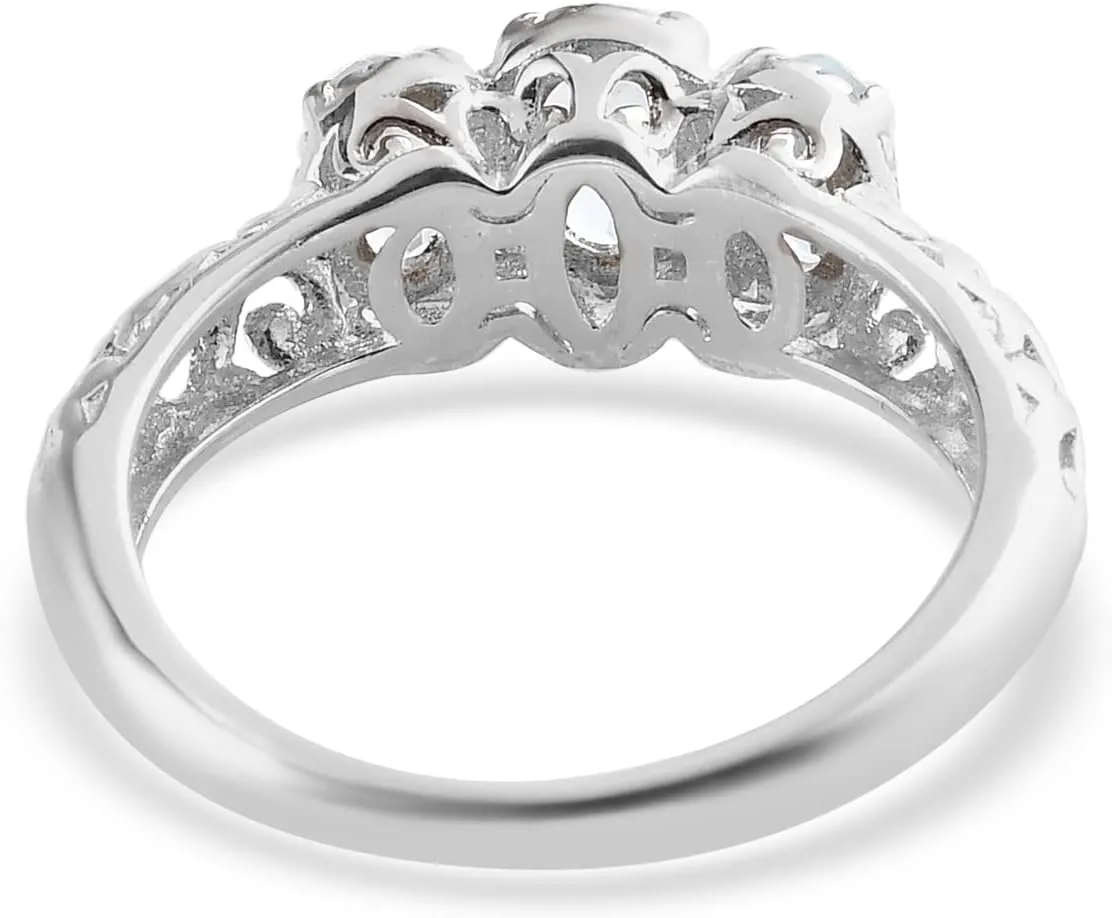 3 Birthstone Rings for Women in 925 Sterling Silver with Platinum Plated Daughters Mothers Ring - Gemstone Jewelry Birthday for Her Birthday Gifts