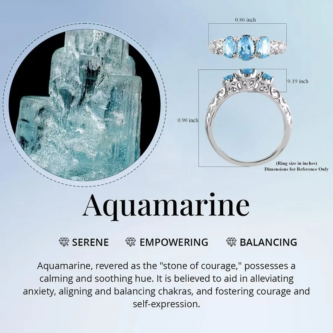 3 Birthstone Rings for Women in 925 Sterling Silver with Platinum Plated Daughters Mothers Ring - Gemstone Jewelry Birthday for Her Birthday Gifts