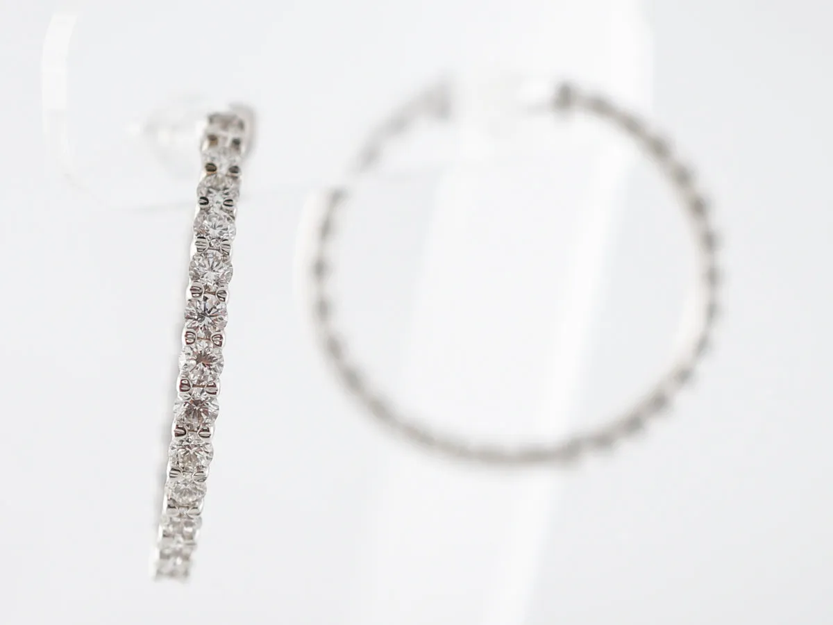 3 Carat Diamond Hoop Earrings in 18k White Gold