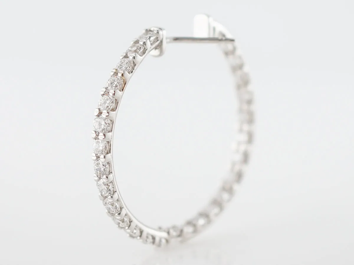 3 Carat Diamond Hoop Earrings in 18k White Gold