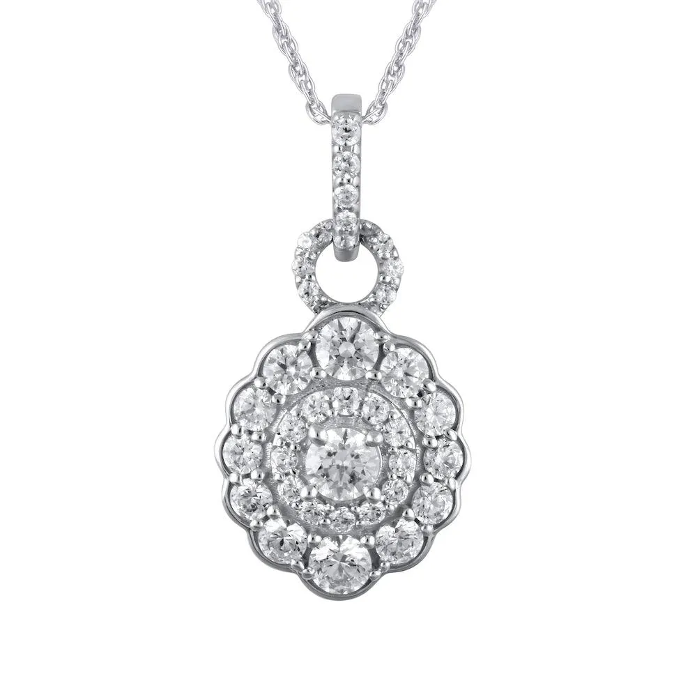 3/4 Cttw Diamond Double Frame Doorknocker Pendant in 10K White Gold (0.75 Ct, I-I3)