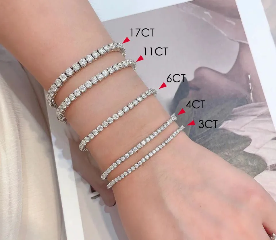 3CT Total Weight Round Lab Diamond Tennis Bracelet VS2 F