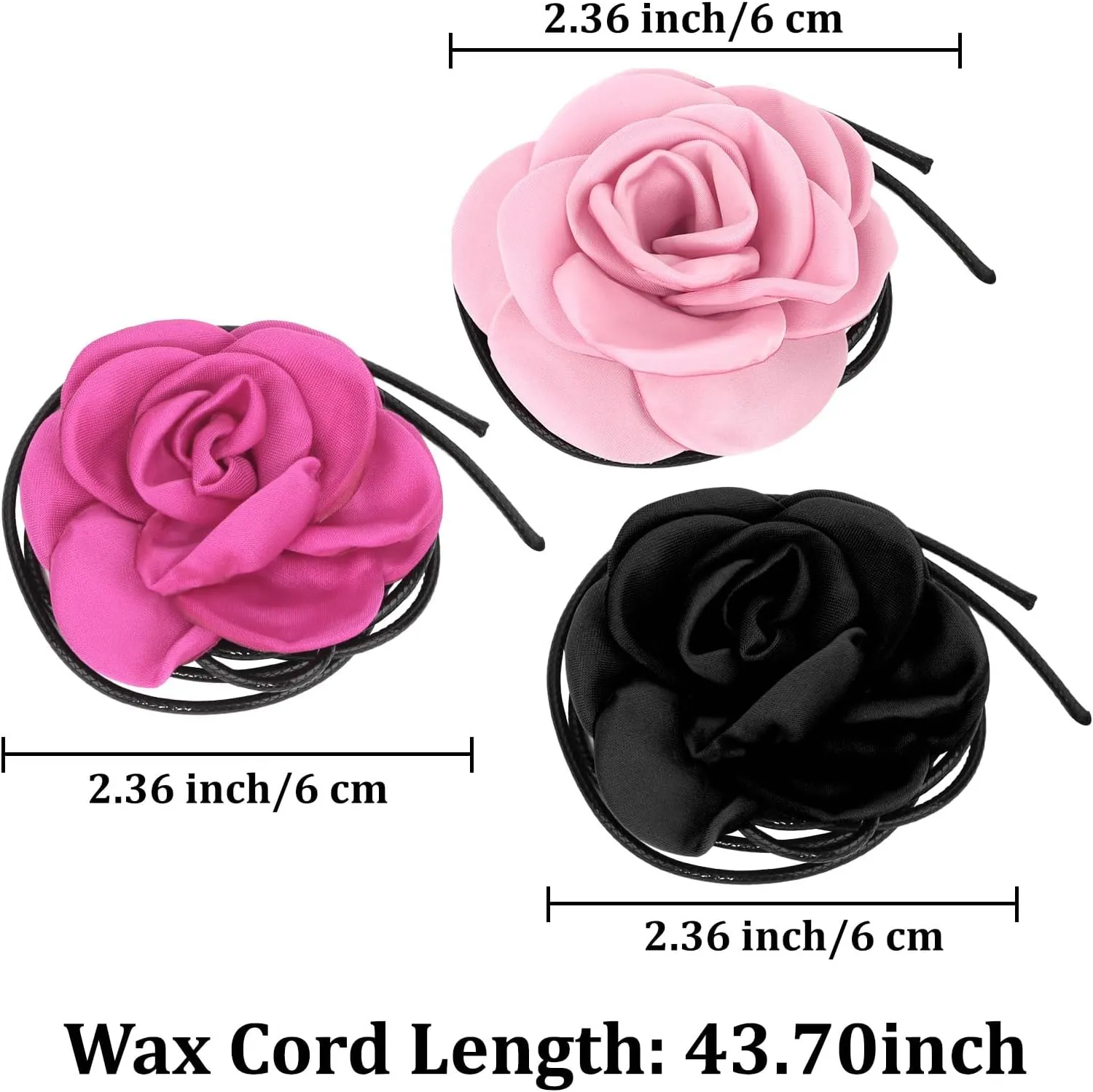 3Pc Flower Choker Necklace for Women Girls Rose Choker Flower Collar Necklace for Coquette Wedding Party