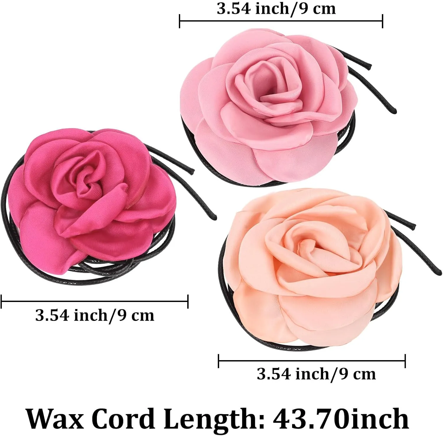 3Pc Flower Choker Necklace for Women Girls Rose Choker Flower Collar Necklace for Coquette Wedding Party