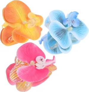 3pcs Butterfly Orchid Hair Clips Realistic Faux Flower Hair Accessories for Weddings Parties Casual Styling Elegant Functional Floral Hairpins