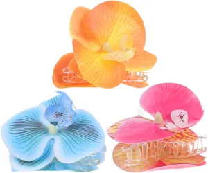3pcs Flower Hair Clips Realistic Phalaenopsis Claw Clips for Women Elegant Floral Hair Accessories for Weddings Parties Daily Use Versatile Stylish