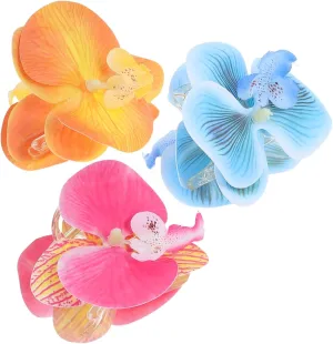 3pcs Realistic Orchid Hair Accessories for Weddings Parties Casual Styles Clips for Thick Long Hair Elegant Floral Design for Women