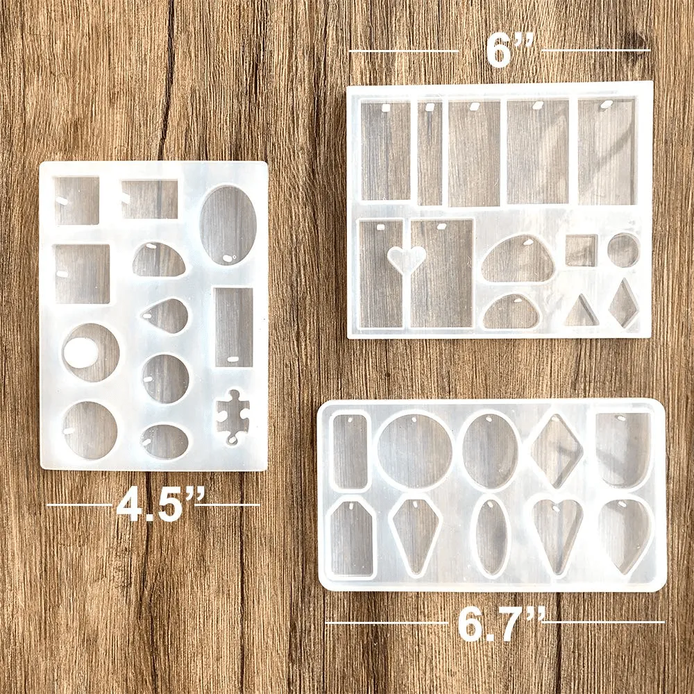 3PCs Resin Jewelry Molds for Resin Pendants, Keychains, Earrings