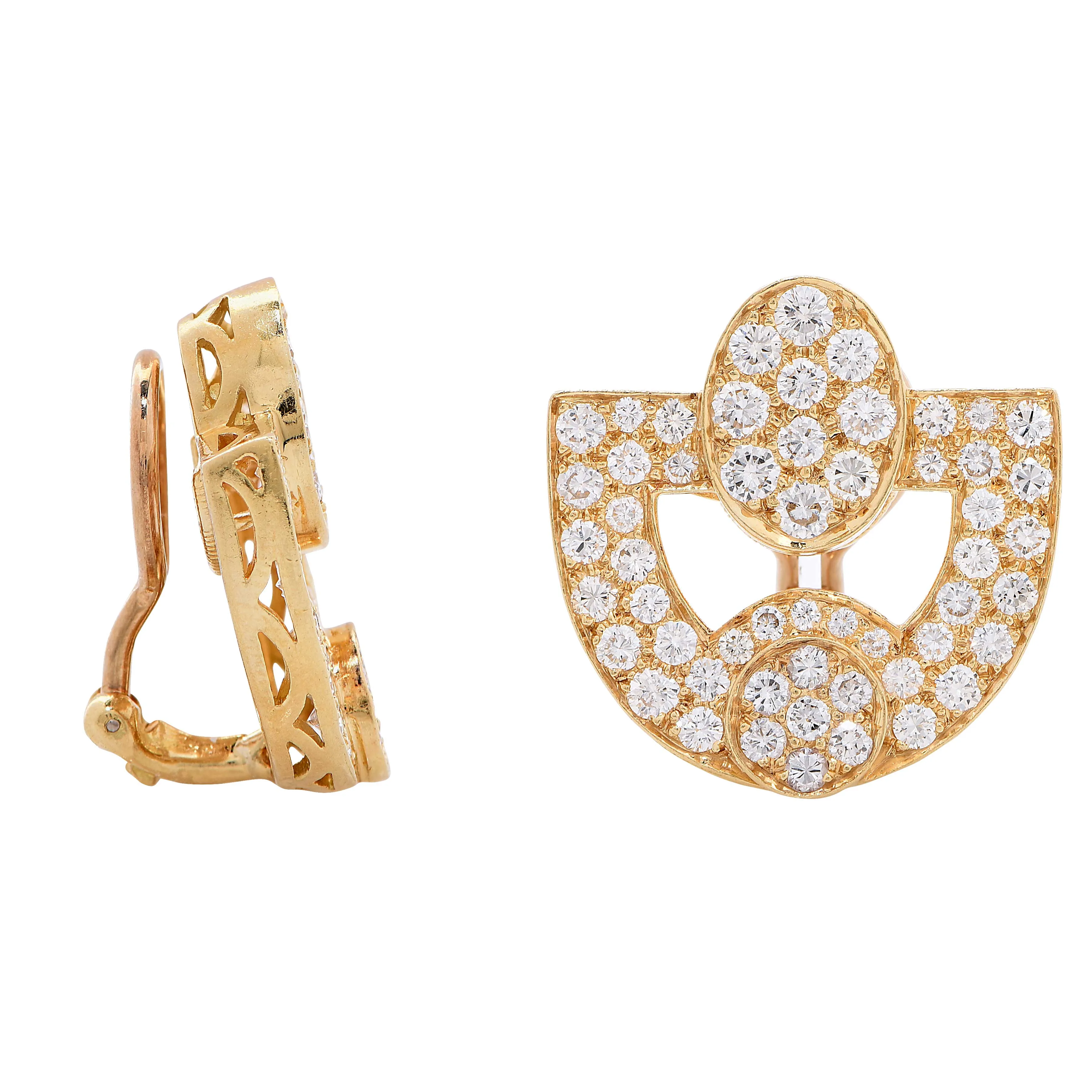 4 Carats Diamonds Yellow Gold Earrings