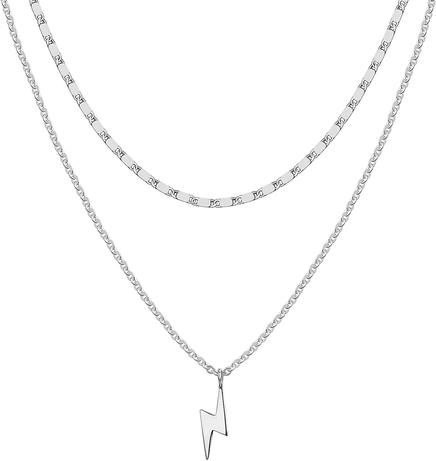 4K Gold Plated Layering Necklaces | Stylish Minimalist Design Pendant Necklaces, Lightning