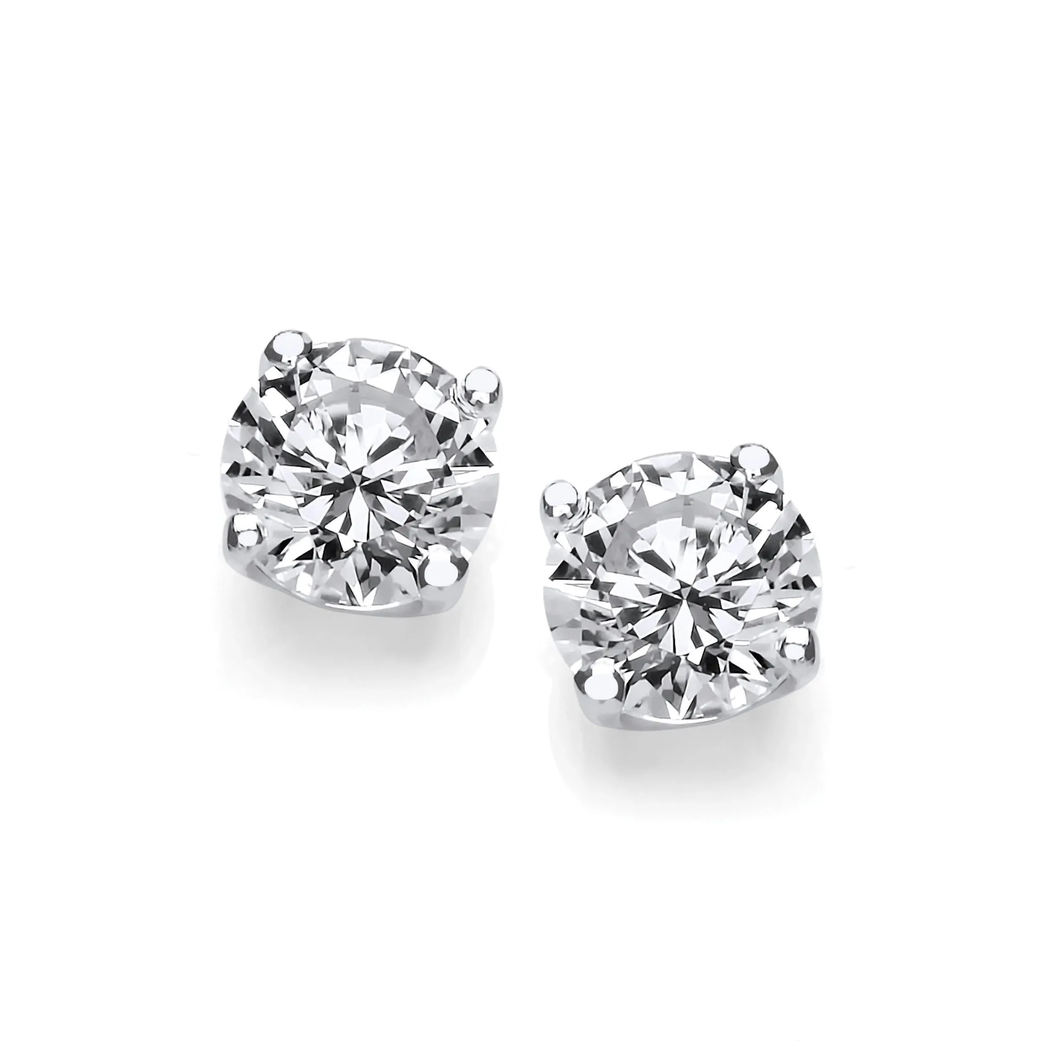 4mm Silver CZ Simple Solitaire | Studs