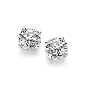 4mm Silver CZ Simple Solitaire | Studs