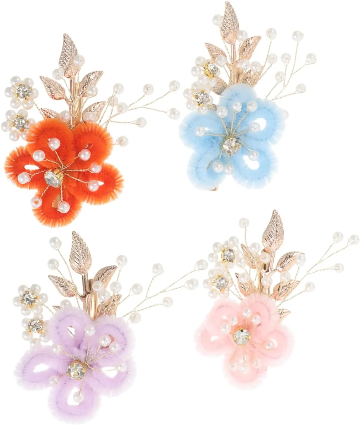 4pcs Bridal Hair Clips with Fake Pearls Leaves Elegant Floral Headwear for Weddings Versatile Hair Accessories for Women for Updos Loose Styles