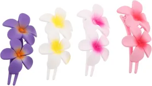 4pcs Elegant Floral Hair Clips for Women Cute Hawaiian Flower Duck Bill Barrettes for Side Bangs Styling Hair Accessories for Casual and Formal Events