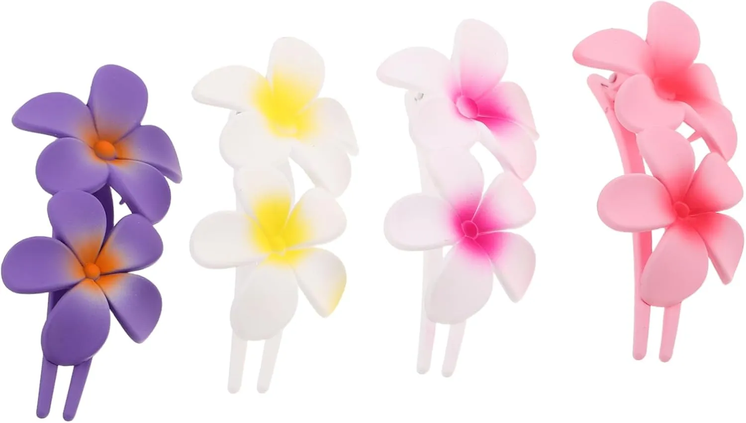 4pcs Elegant Floral Hair Clips for Women Cute Hawaiian Flower Duck Bill Barrettes for Side Bangs Styling Hair Accessories for Casual and Formal Events