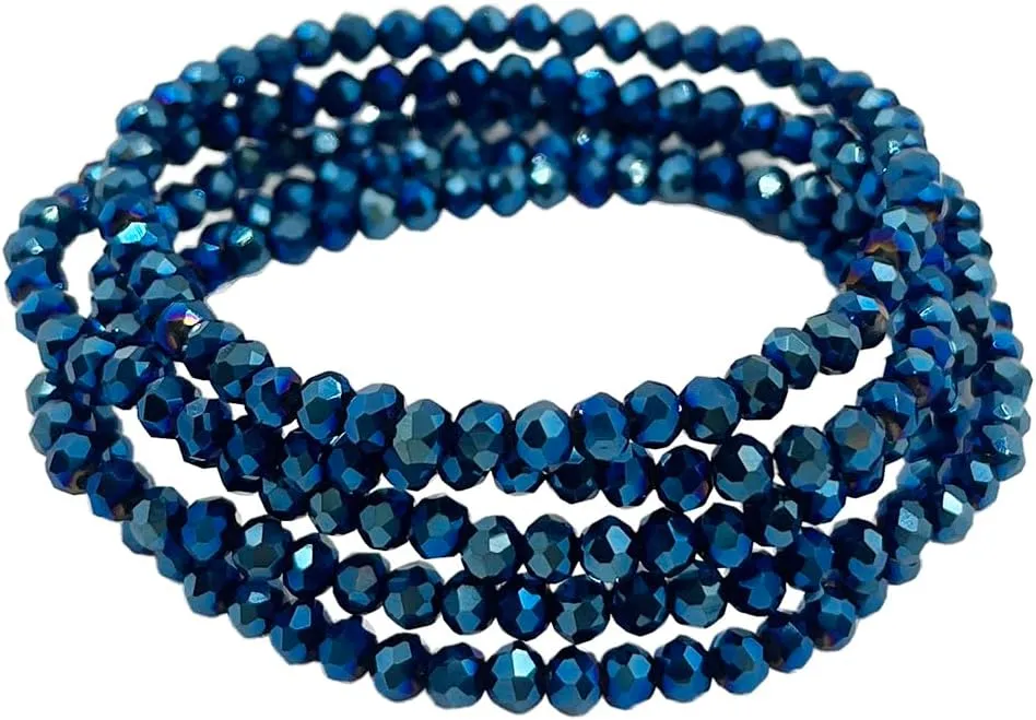 5 Pcs Crystal Bracelets for Women Stackable Layering Stretch Bracelets Glass Bead Bracelet Boho Bracelet Set