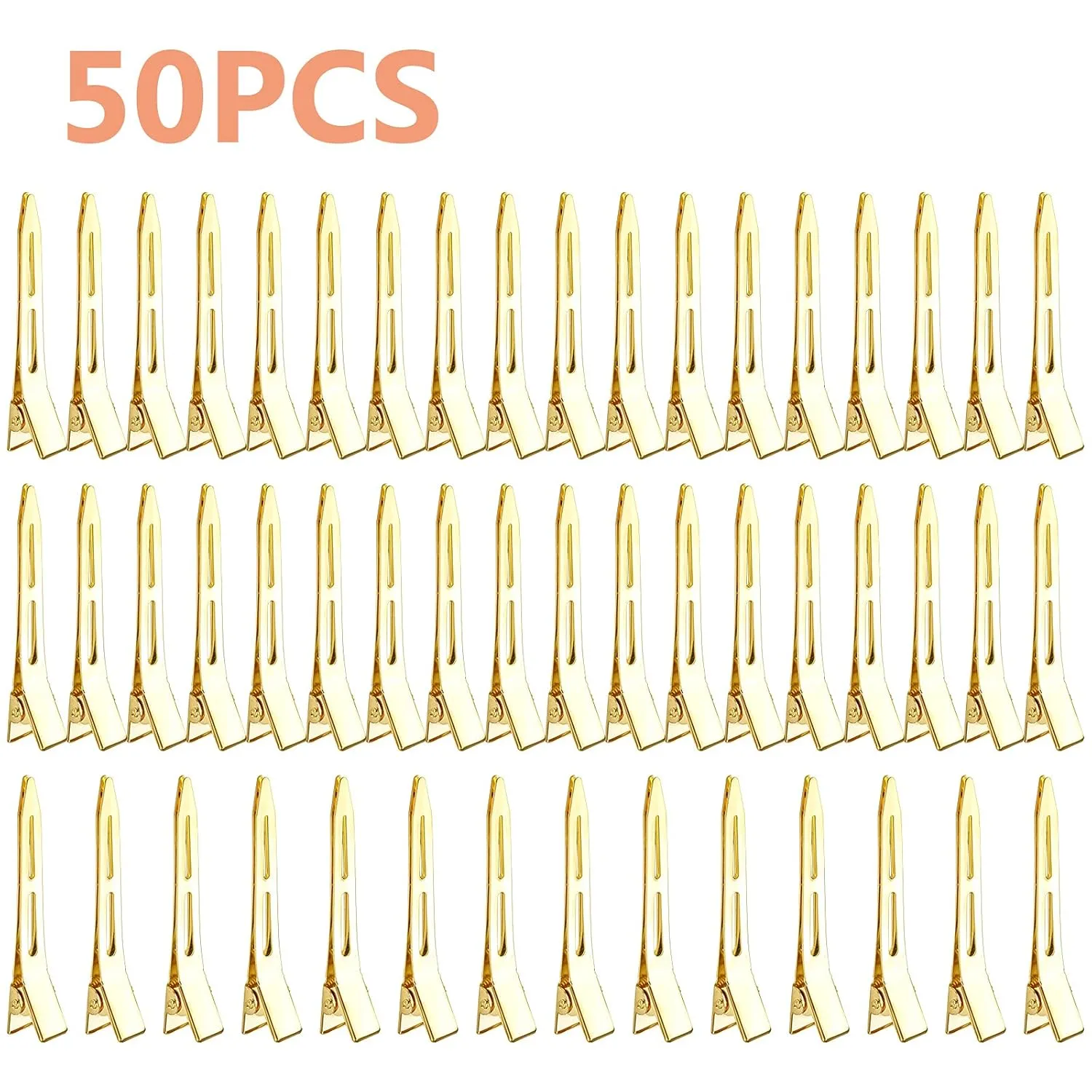50pcs Golden Single Prong Curl Clips Alloy Alligator Hair Pins Clips Sectioning Hair Clips for Hair Extensions Styling Haircut Crafting, 5.6 cm x 0.83 cm x 1.1 cm