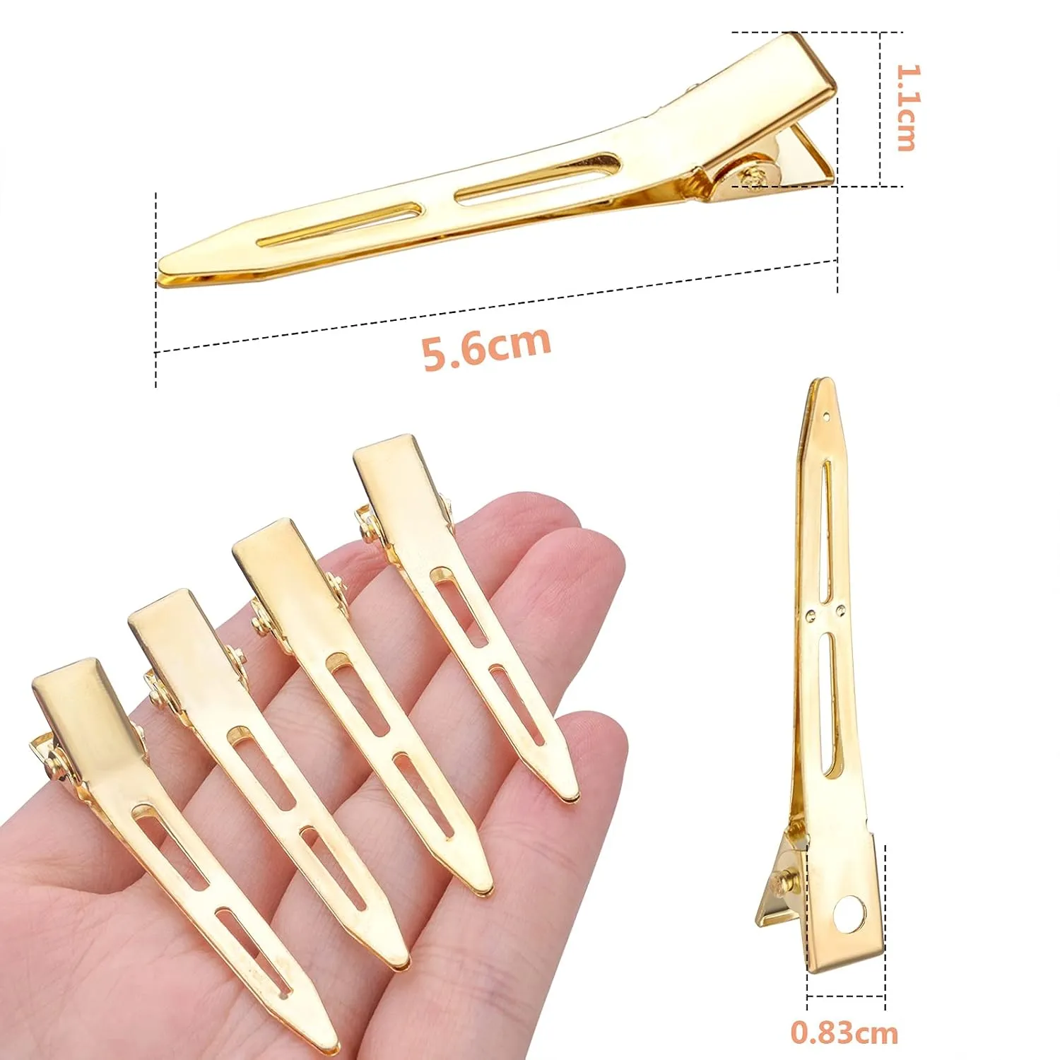 50pcs Golden Single Prong Curl Clips Alloy Alligator Hair Pins Clips Sectioning Hair Clips for Hair Extensions Styling Haircut Crafting, 5.6 cm x 0.83 cm x 1.1 cm