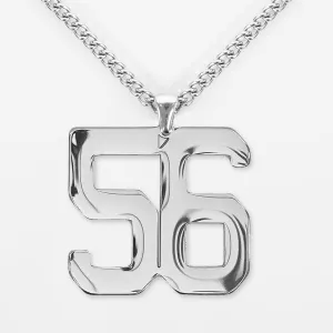 56 Number Pendant with Chain Kids Necklace - Stainless Steel
