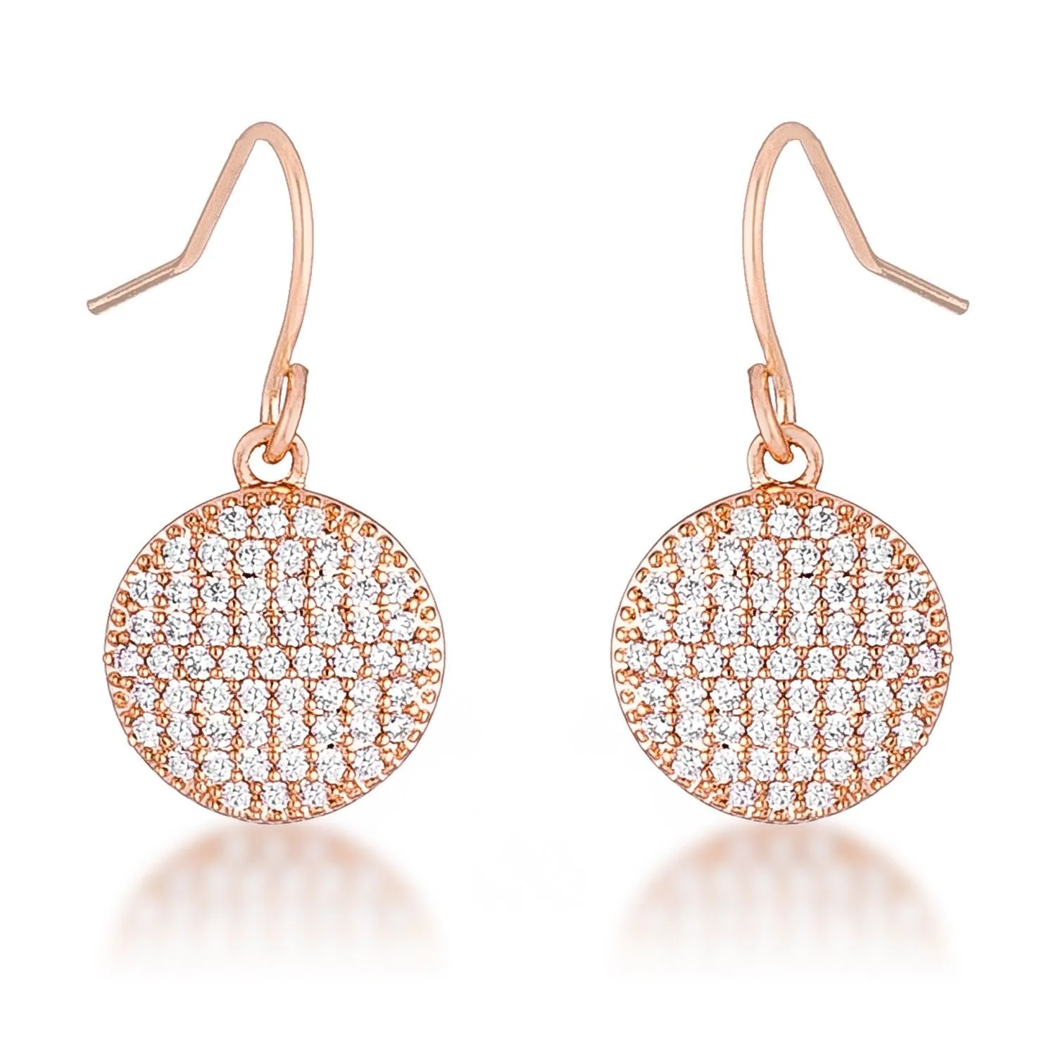 .6 Ct Elegant CZ Rose Gold Plated Disk Earrings