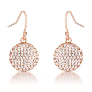 .6 Ct Elegant CZ Rose Gold Plated Disk Earrings