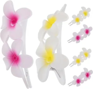 6pcs Plumeria Flower Hair Clips Elegant Barrette Hair Accessories for Women for Parties Weddings and Everyday Style Comfortable and Stylish Floral Hairpins Vibrant Colors