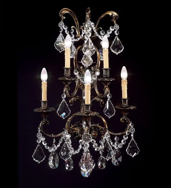 90 Cm Oxidized Brass Wall Chandelier With Crystals