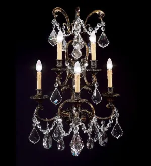 90 Cm Oxidized Brass Wall Chandelier With Crystals