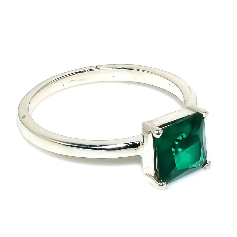 925 Silver Earrings Stud For girls/Emerald Gemstone Jewelry Set/Solitaire Stacking Rings For woman/Designer's Band (Silver, 5.5)