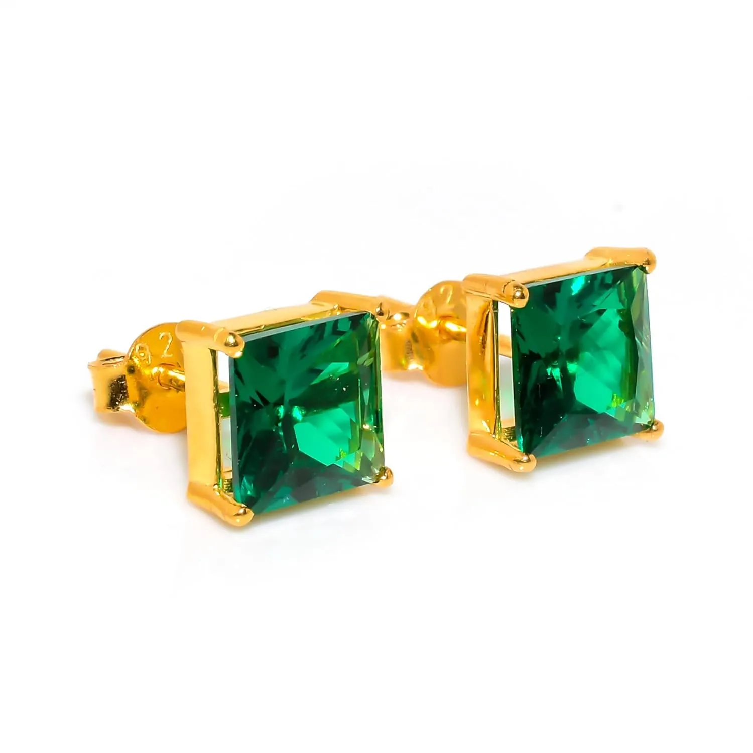 925 Silver Earrings Stud For girls/Emerald Gemstone Jewelry Set/Solitaire Stacking Rings For woman/Designer's Band (Silver, 5.5)