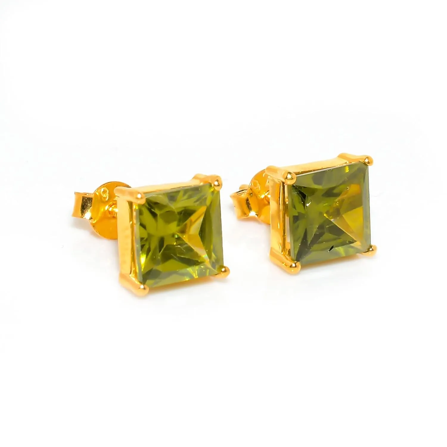 925 Silver Earrings Stud For girls/Peridot Gemstone Jewelry Set/Solitaire Stacking Rings For woman/Designer's Band (Silver, 7.5)