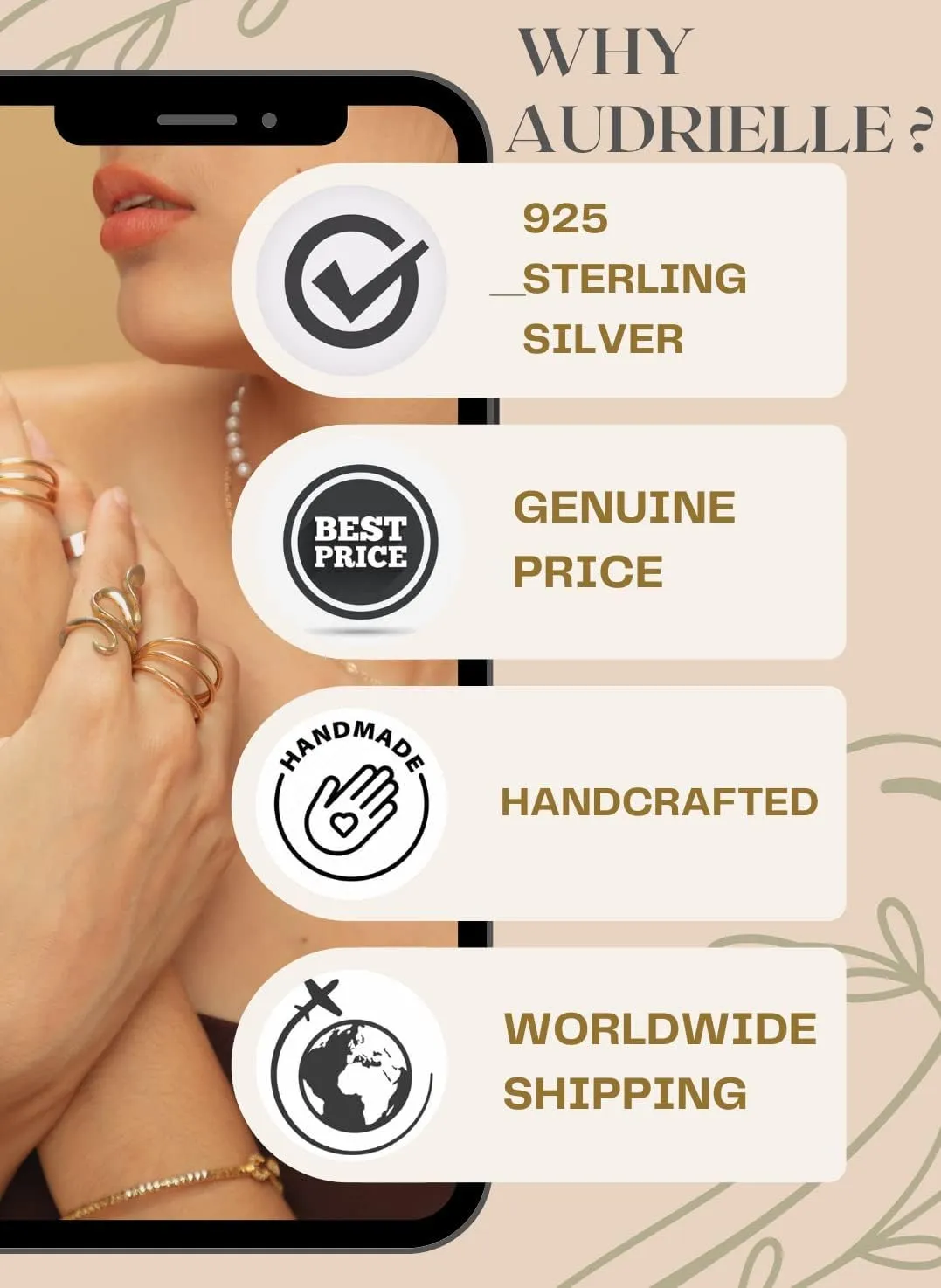 925 Sterling Silver Adjustable Ring - 3 Gemstones Unique Handmade Ring for Women, Statement Jewelry Gift for Her