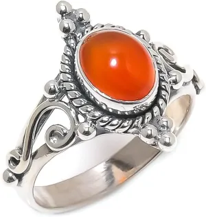 925 Sterling Silver Adjustable Ring - Oval Shape Gemstone Handmade Ring for Women, Statement Jewelry Gift for Her