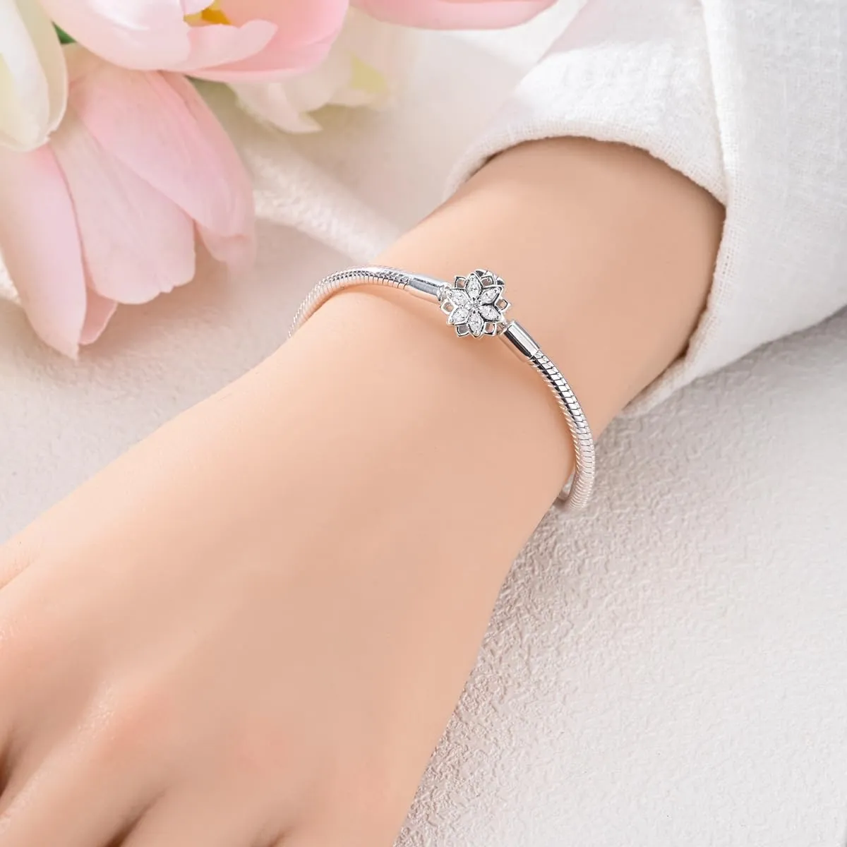 925 Sterling Silver Charm Bracelet for Women, Moon and Star Bracelets Butterfly Snake Bracelets fit Pandora Charm Beads Various Snake Charm Bracelets Size 6.7in-7.9in
