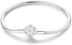 925 Sterling Silver Charm Bracelet for Women, Moon and Star Bracelets Butterfly Snake Bracelets fit Pandora Charm Beads Various Snake Charm Bracelets Size 6.7in-7.9in
