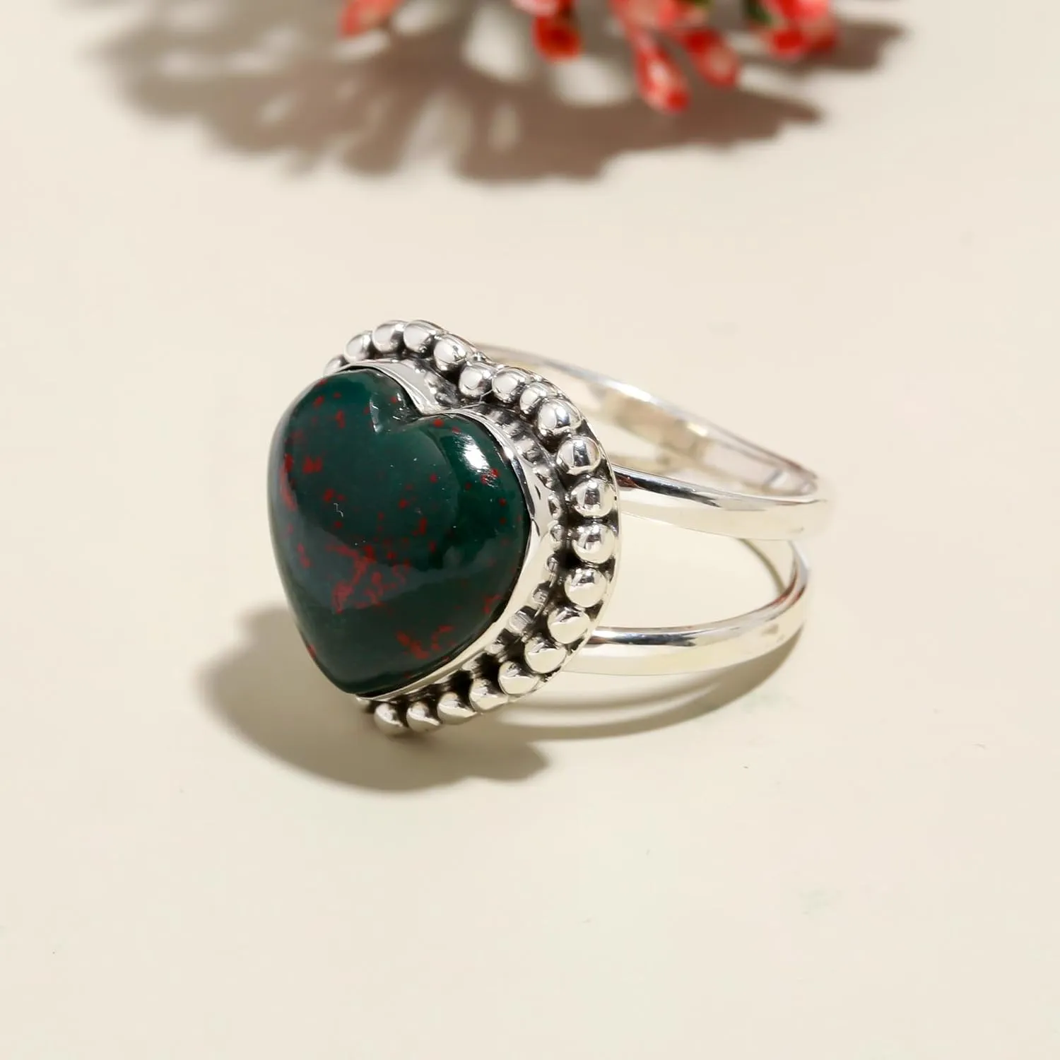 925 Sterling Silver Heart Shape Gemstone Ring for Women, Handmade Jewelry Gift for Her