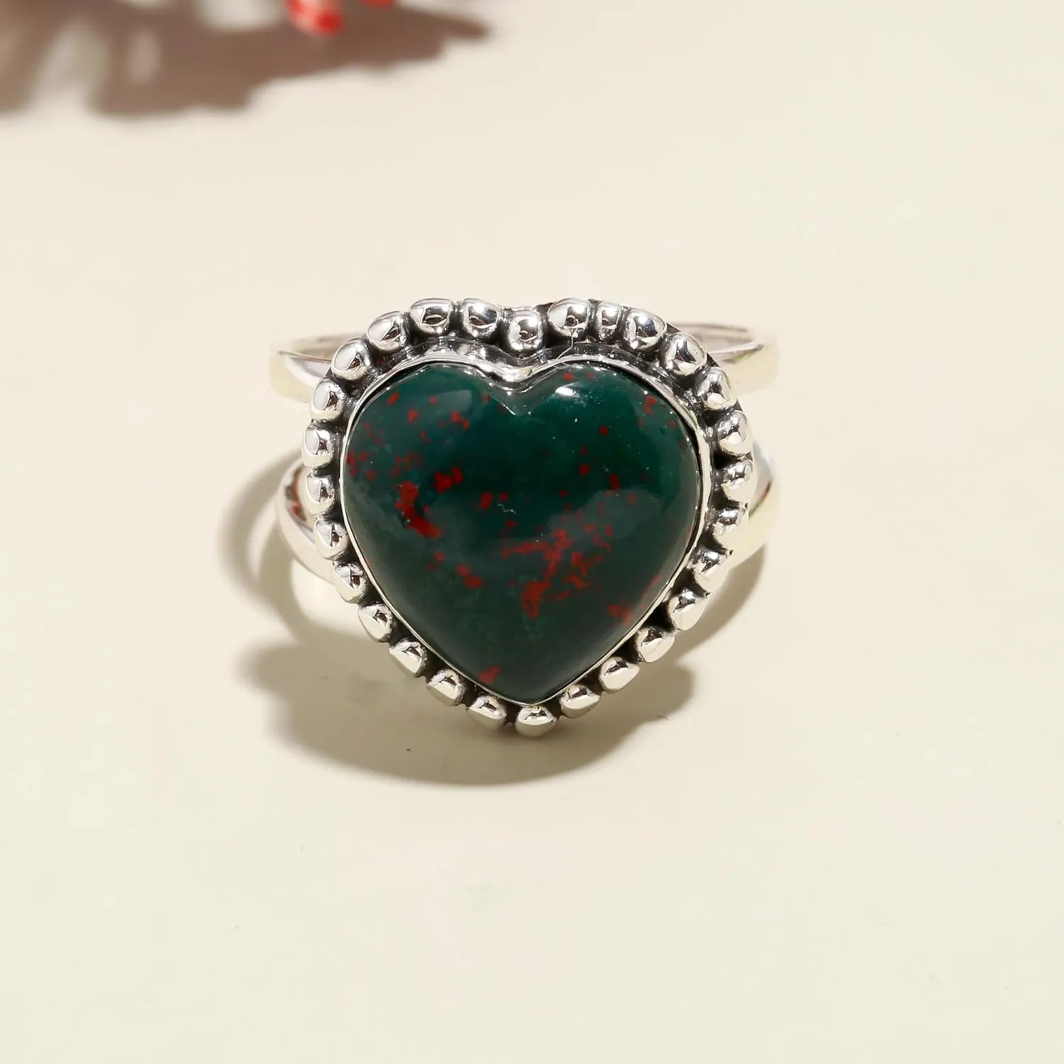 925 Sterling Silver Heart Shape Gemstone Ring for Women, Handmade Jewelry Gift for Her