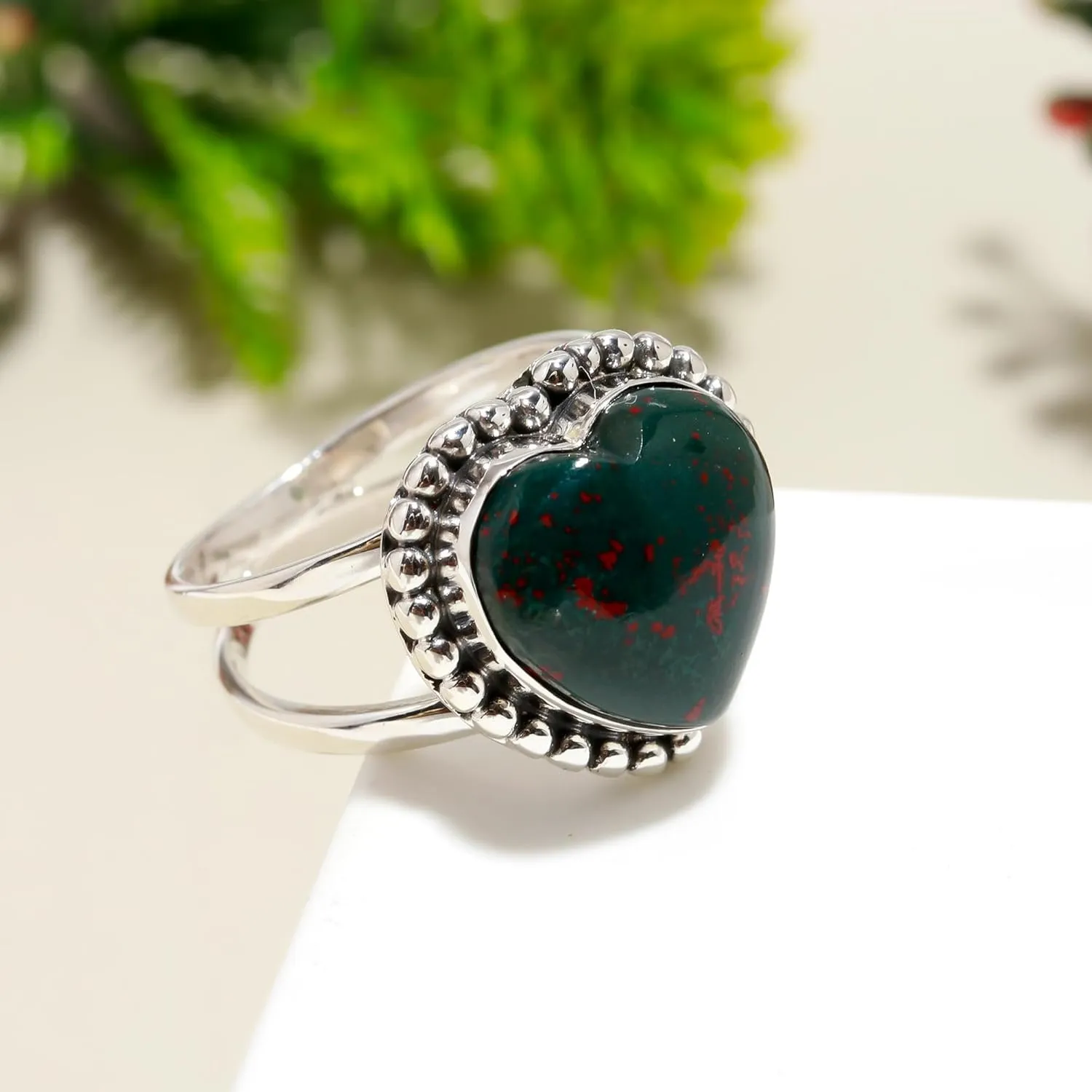 925 Sterling Silver Heart Shape Gemstone Ring for Women, Handmade Jewelry Gift for Her