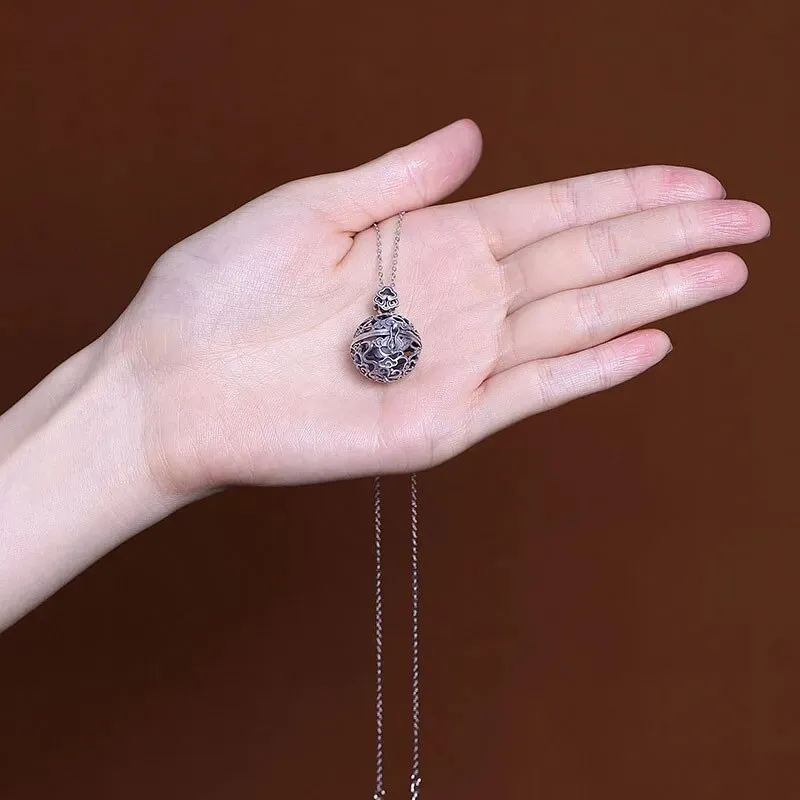 925 Sterling Silver Hollow Cage Pendant Filigree Ball Box Silver Clound Necklace Locket Pendants