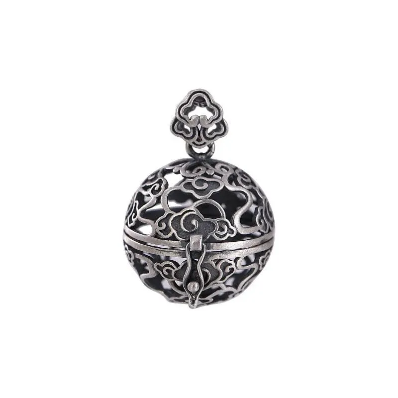 925 Sterling Silver Hollow Cage Pendant Filigree Ball Box Silver Clound Necklace Locket Pendants