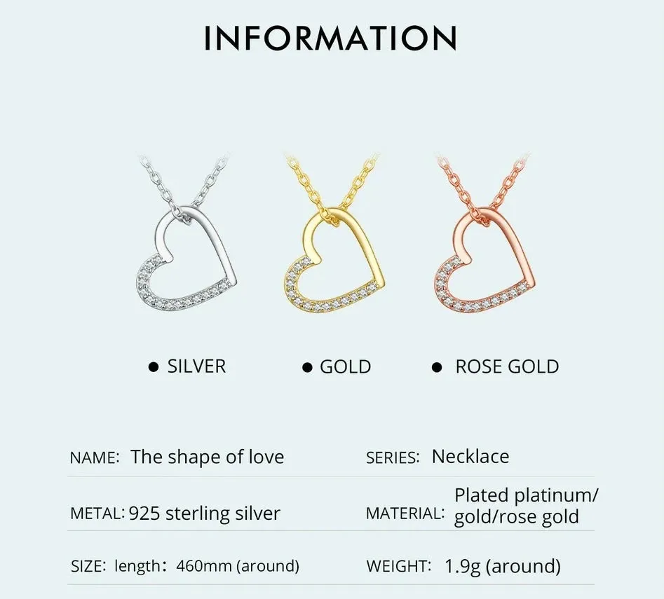925 Sterling Silver love Pendant Necklace