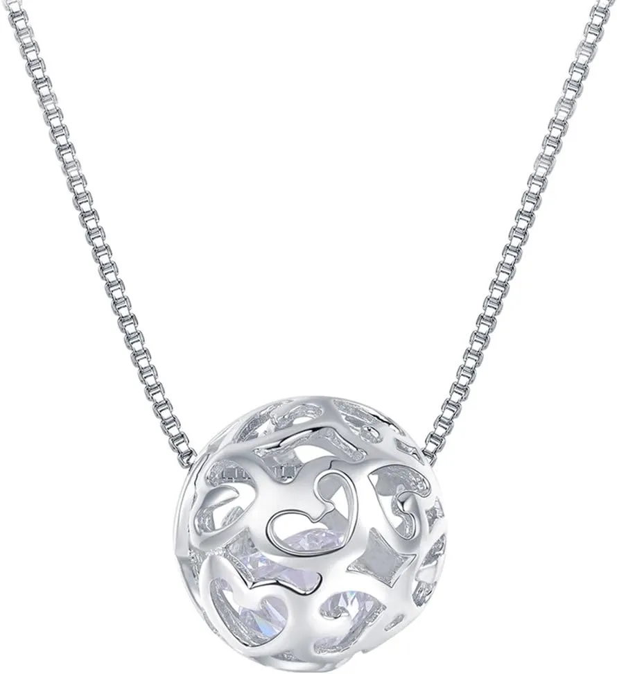 925 Sterling Silver Necklace for Women Pendant Cut Beads Ball Chain | jewelry for women for special Occasions | long silver necklaces for women | locket necklace for women | ball chain necklace, 17"
