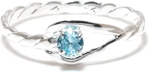 925 Sterling Silver Rings for Womens | Aquamarine Gemstone Signet Ring | Gemstone Solitaire Stacking Rings | Round Shape 4 mm