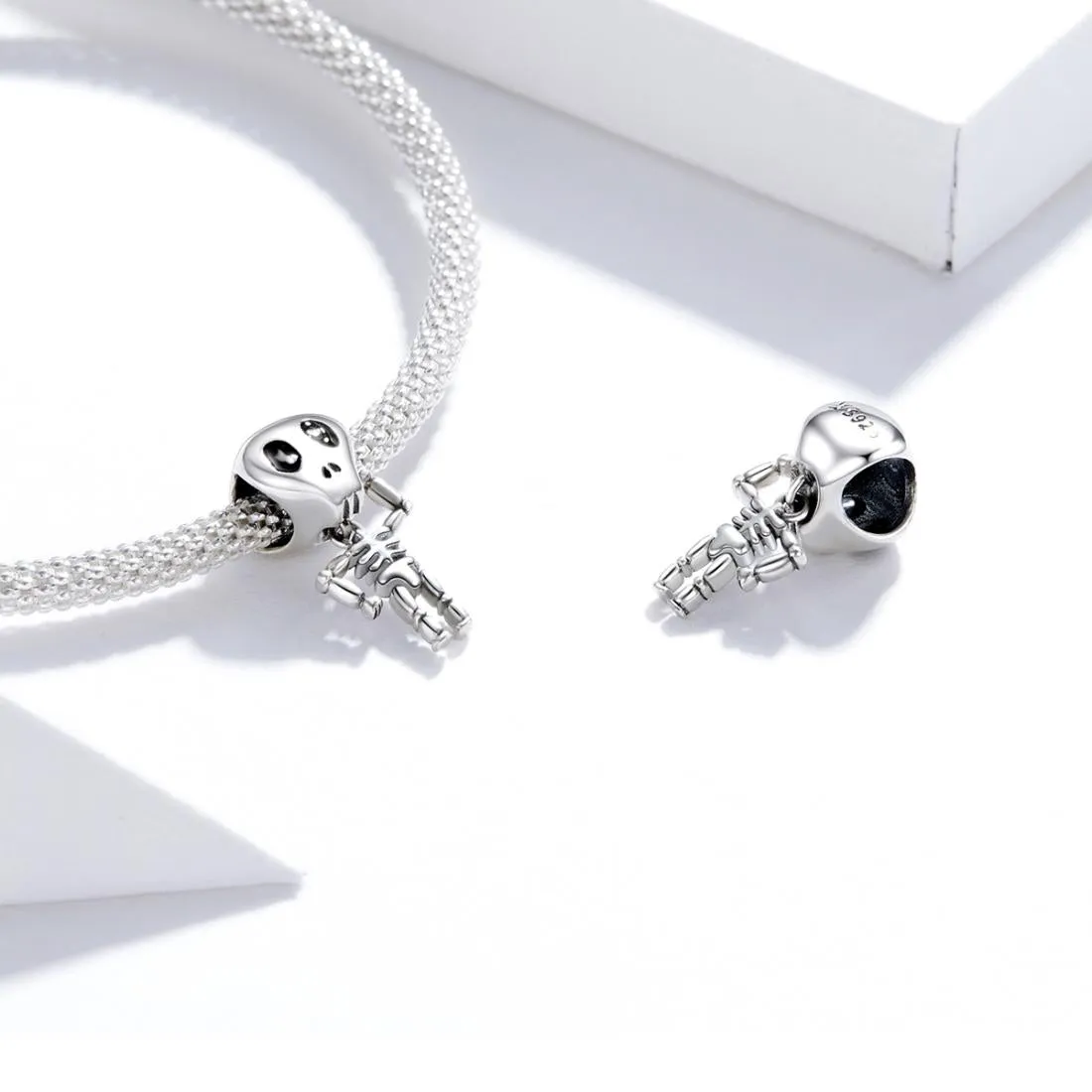 925 Sterling Silver Skull Beads For Diy Bracelets & Necklaces