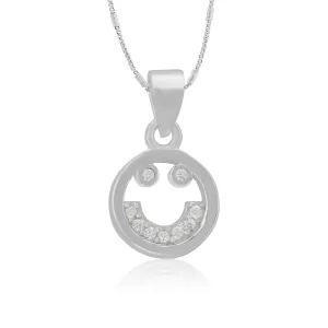 925 Sterling Silver Smiley Emoji Rhodium Plated Pendants For Women