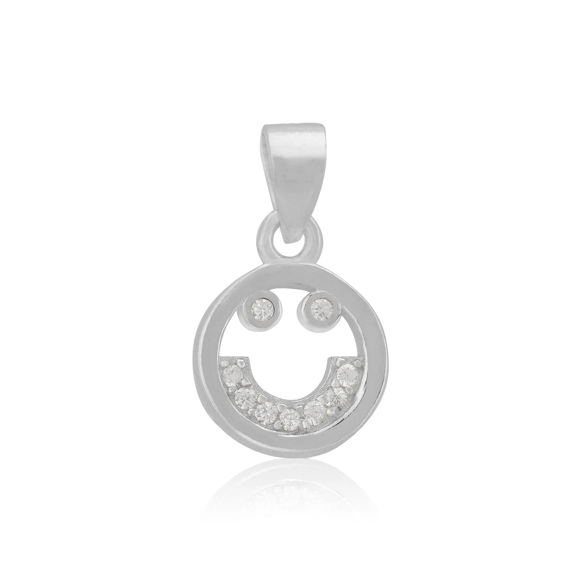 925 Sterling Silver Smiley Emoji Rhodium Plated Pendants For Women