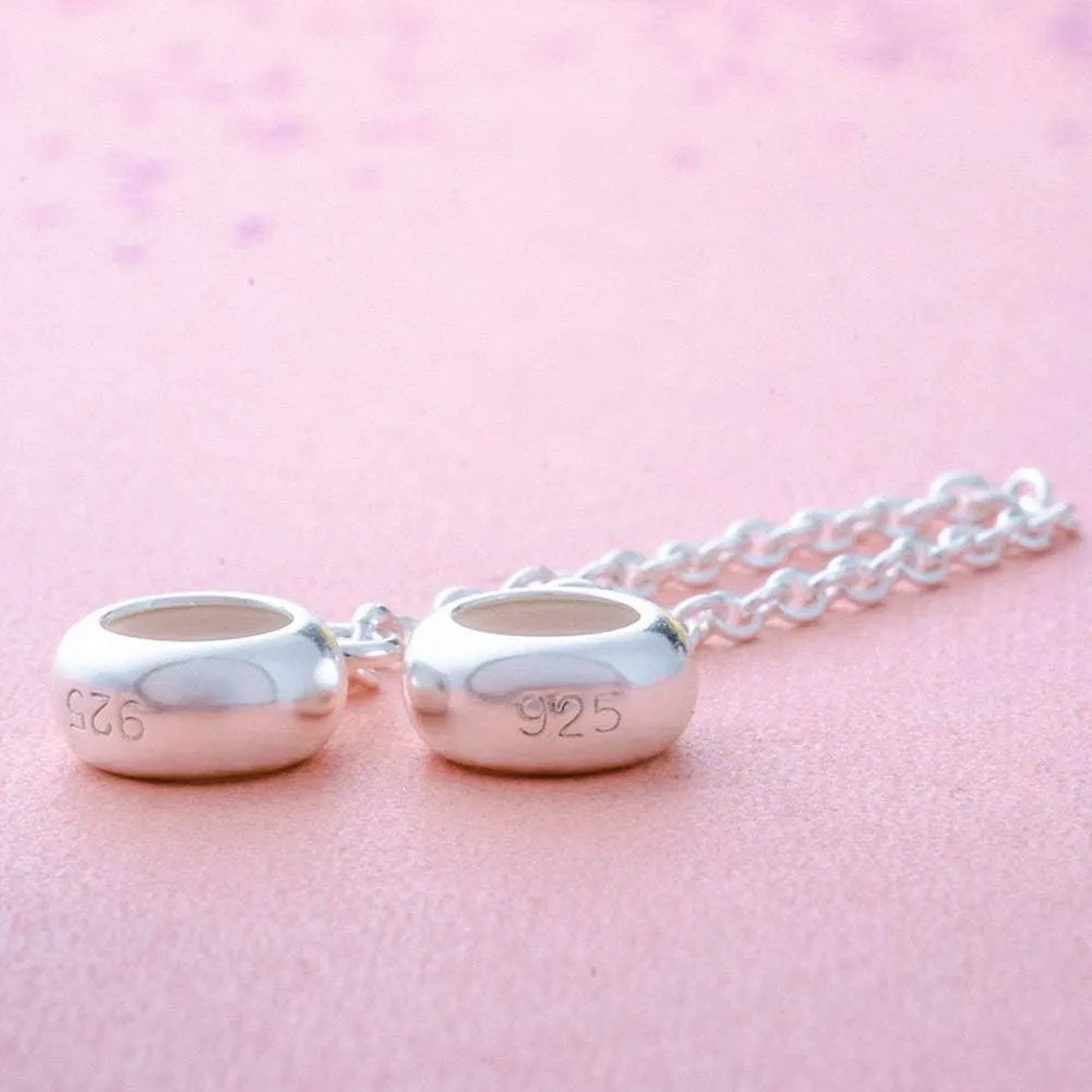 925 Sterling Silver Stopper Safety Chain Bead Charm For European Charm Bracelets