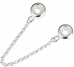 .925 Sterling Silver Stopper Safety Chain Bead Charm for Pandora European Charm Bracelets