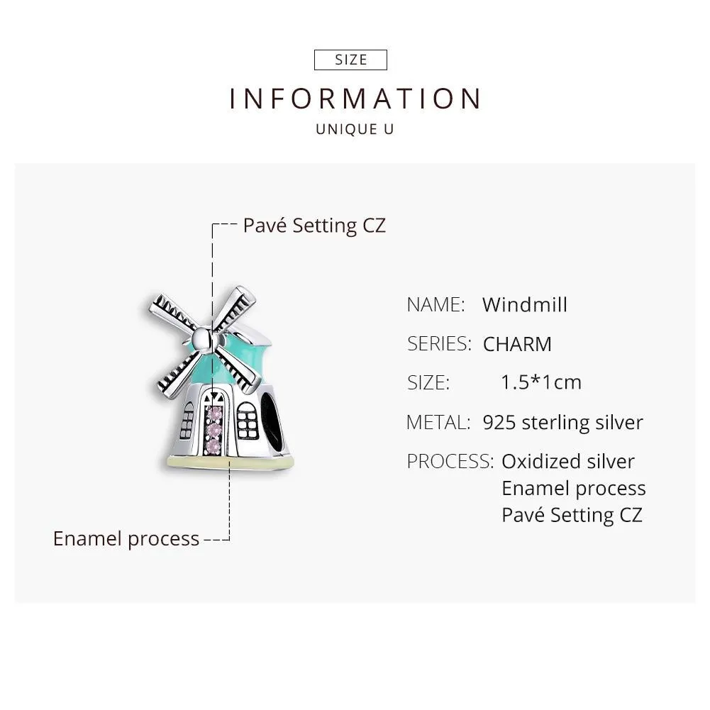 925 Sterling Silver Windmill Beads For Diy Bracelets & Necklaces